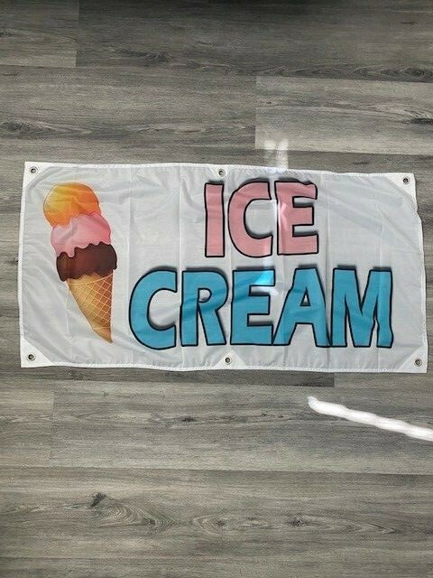 2×4 ft Ice Cream Banner Sign -Super Polyester Fabric