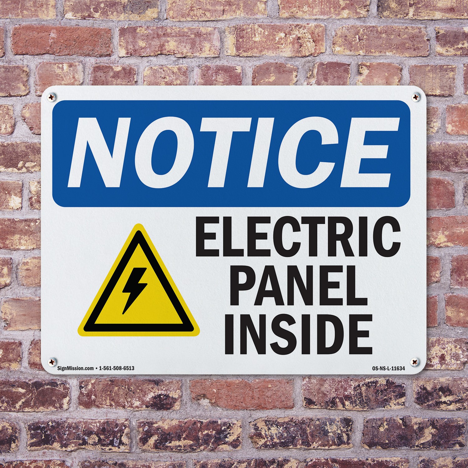 Electric Panel Inside OSHA Notice Sign Metal, Plastic, Or Decal – 5 or 10 Pack
