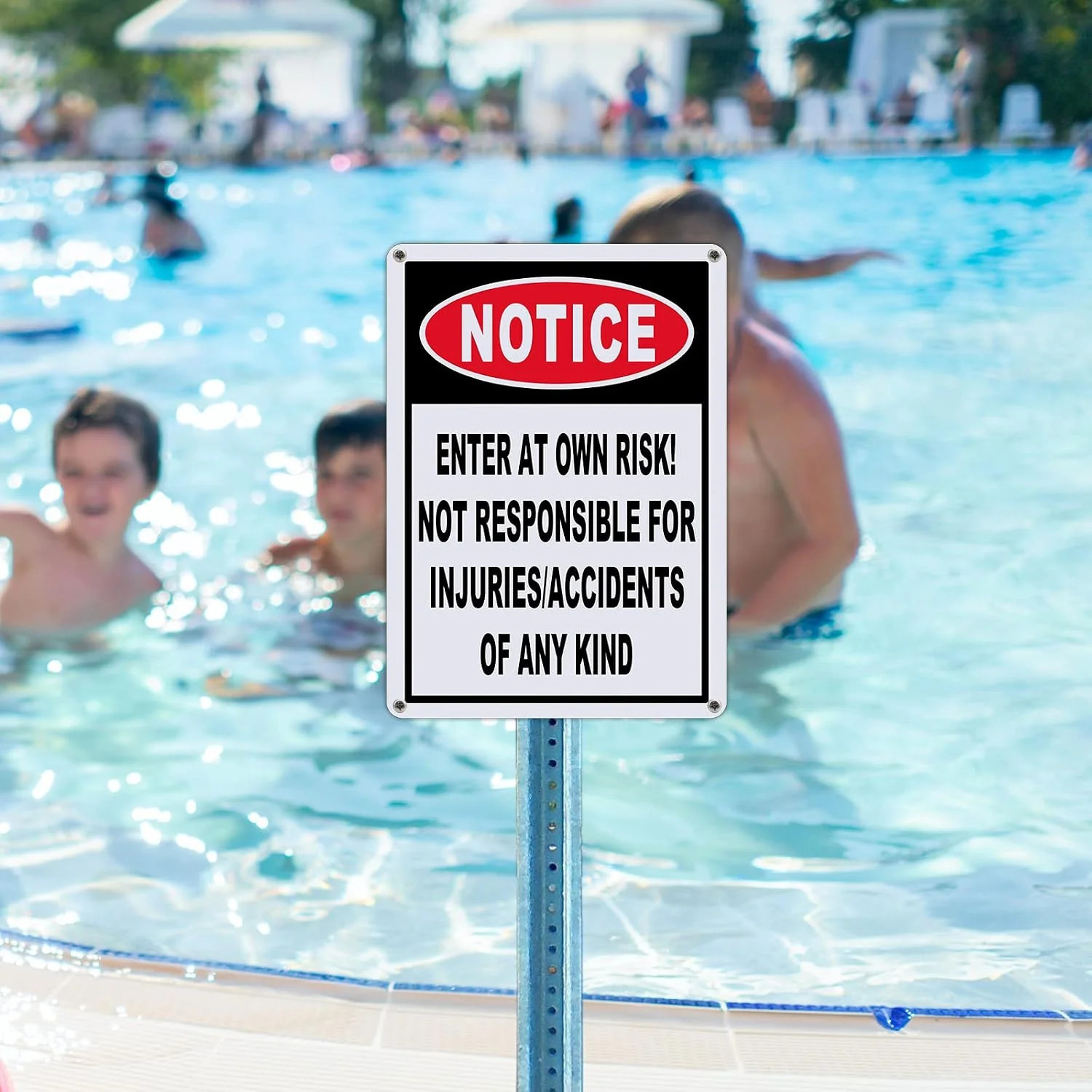 2 Pack Notice Enter at Own Risk Sign, Not Responsible for Accidents or Injuries