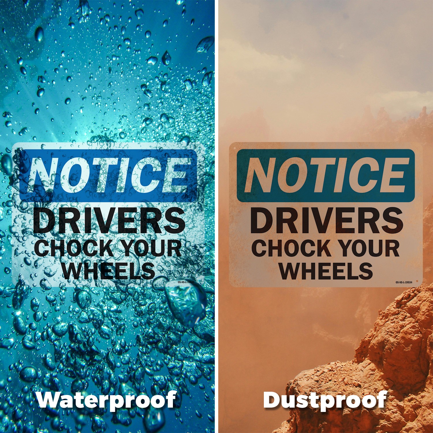 Drivers Chock Your Wheels OSHA Notice Sign Metal Plastic Or Decal – 5 or 10 Pack
