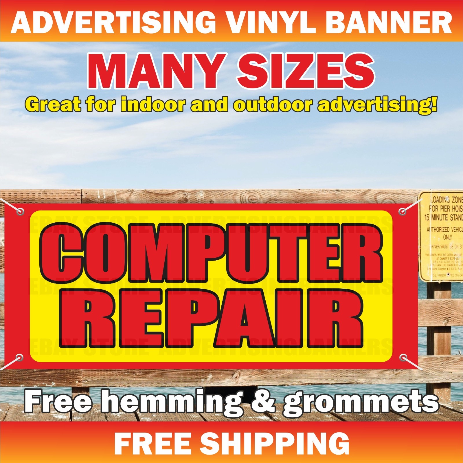 COMPUTER REPAIR Advertising Banner Vinyl Mesh Sign Electronics Service Fix