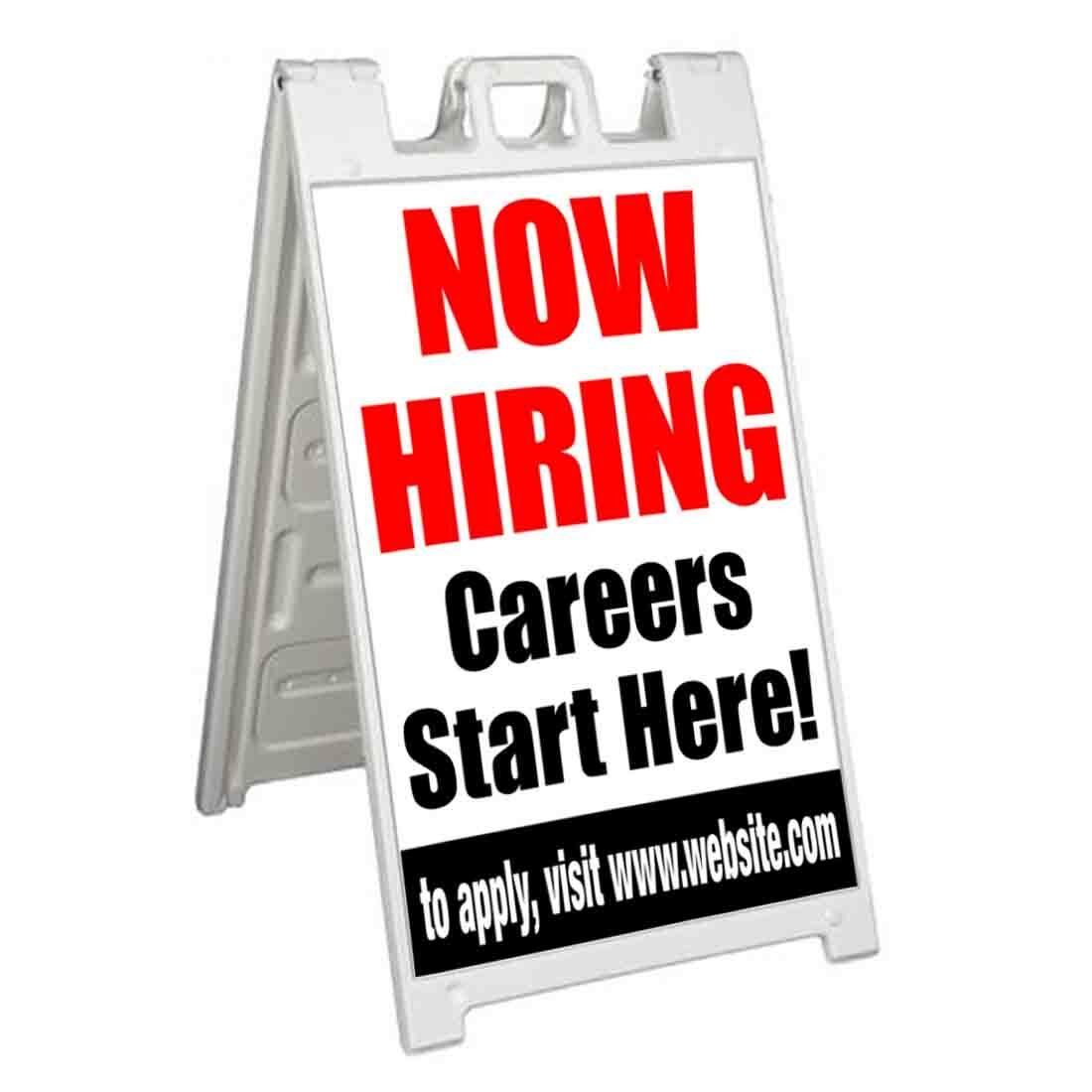 CUSTOMIZABLE NOW HIRING Signicade 24×36 Aframe Sidewalk Sign Banner Decal JOBS