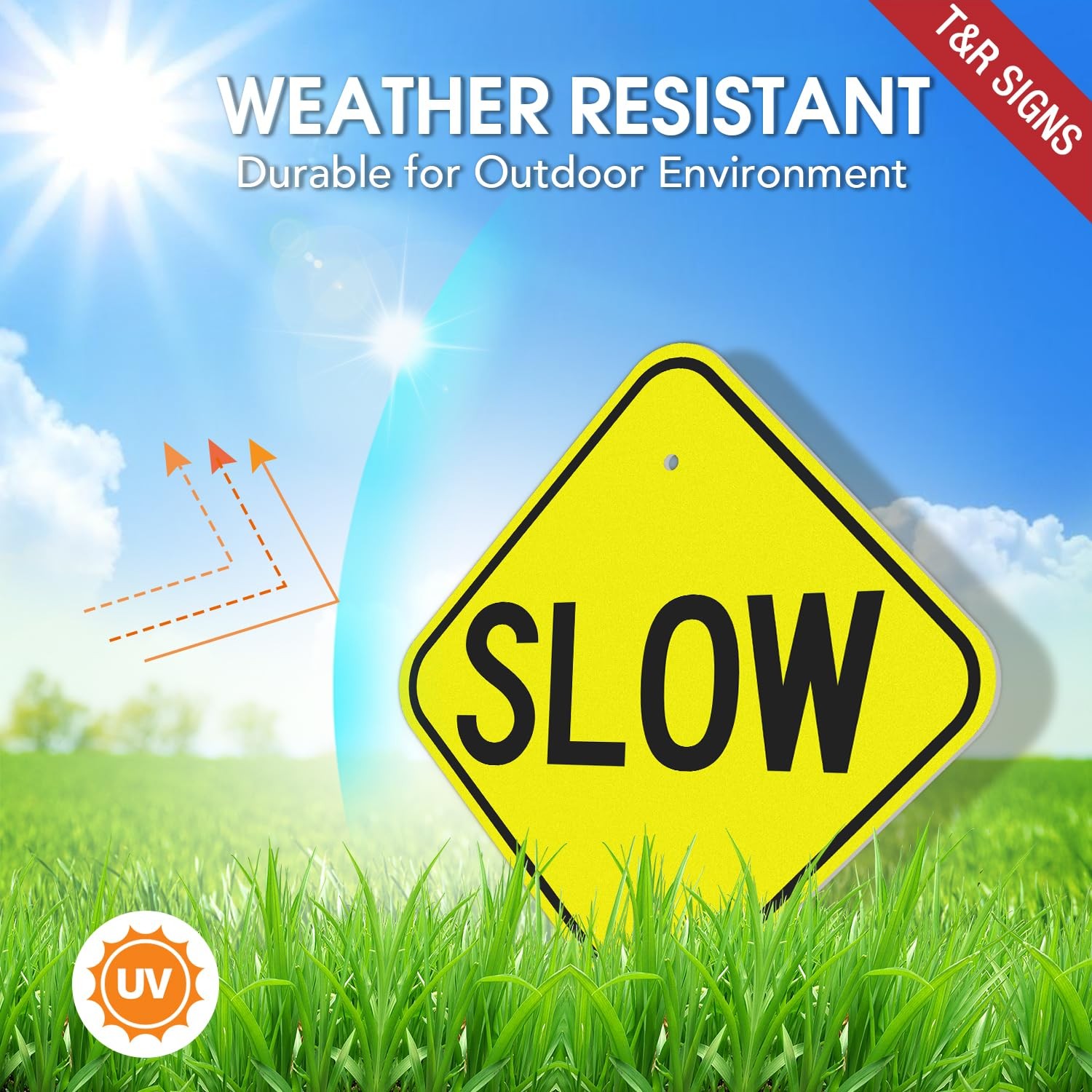 Slow Sign Street Road Sign 12 x 12 Inches, Rust Free .040 Aluminum Reflective…