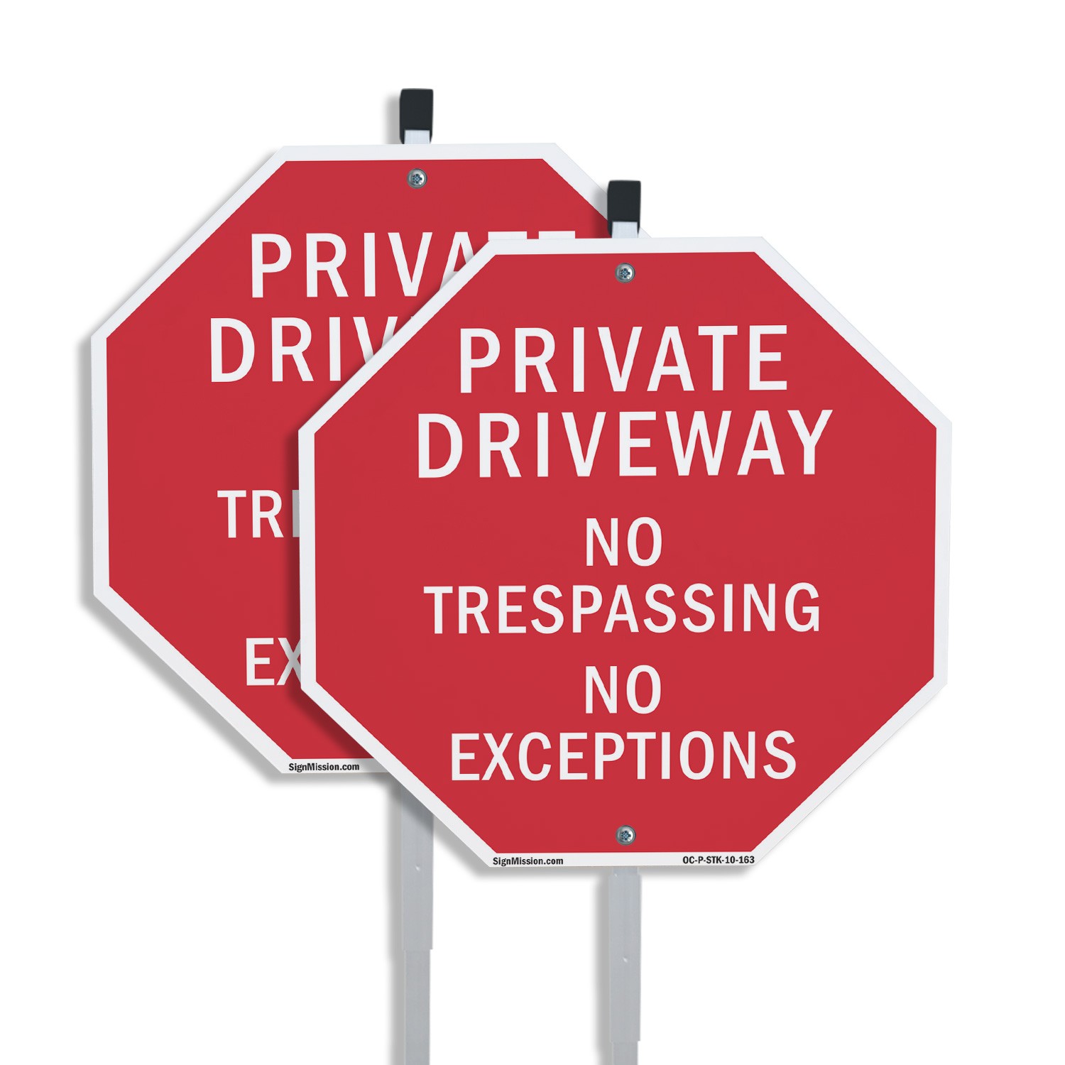Private Driveway No Trespassing N Octagon Sign With Stake Weather Resistant