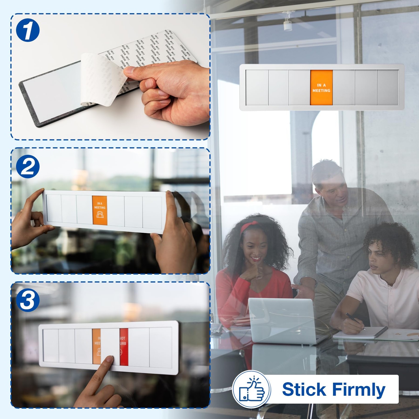 Office Door Signs,7 Options-Do Small Signage, Brushed Silver with Multicolor