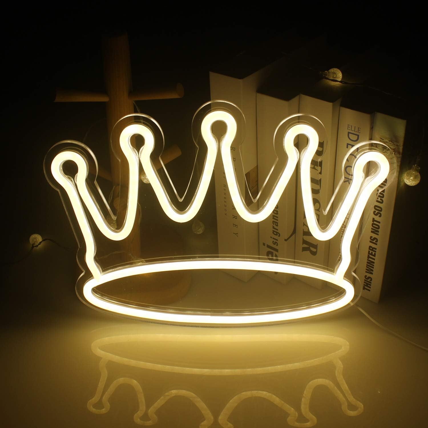 Letreros De Neón Corona Led Luz De Neón Colgante De Pared Grande Blanco Cálido