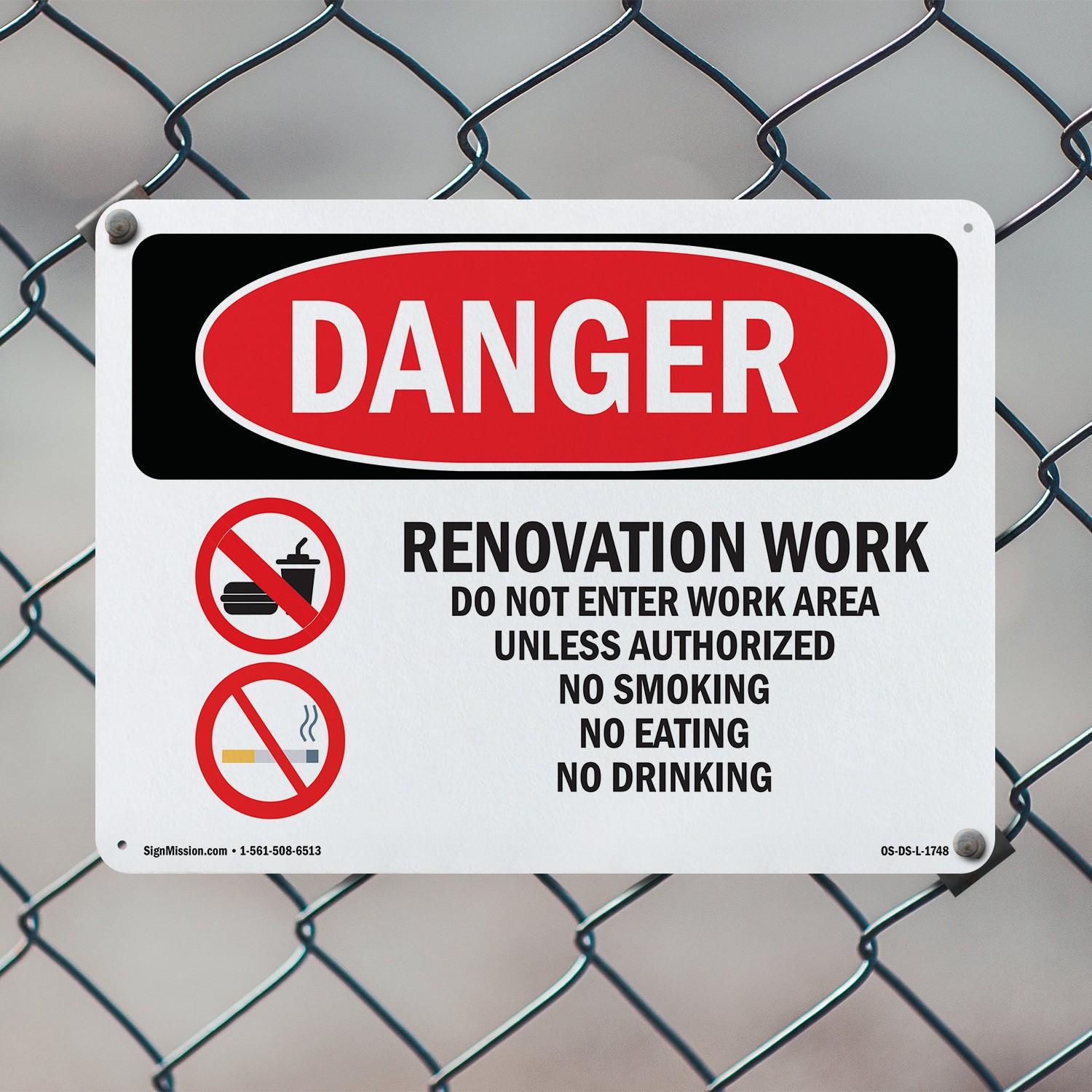 Renovation Work Do Not Enter Work Area OSHA Danger Sign Or Decal – 5 or 10 Pack