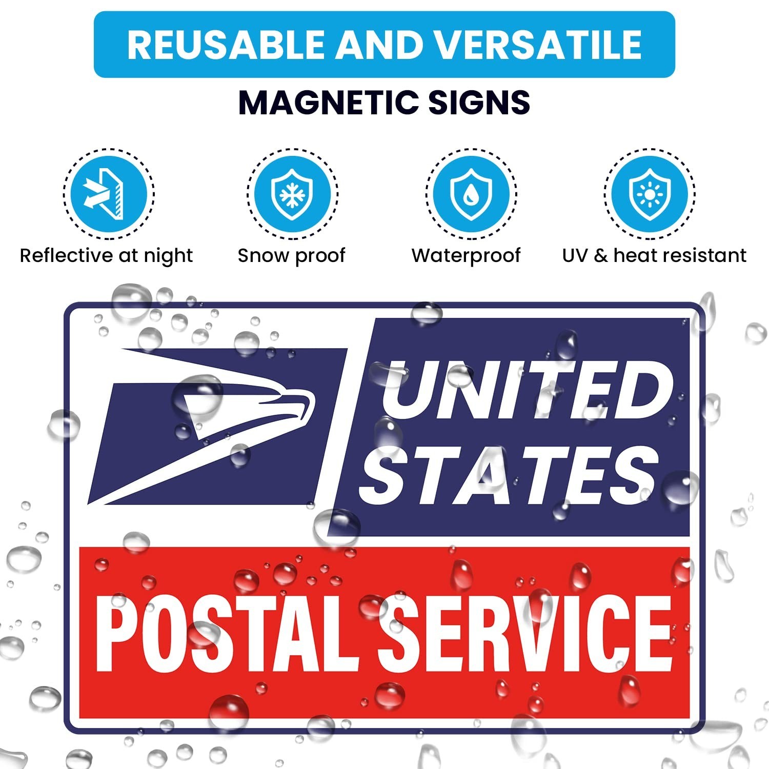 (3 Pack) Reflective U.S. Mail Delivery Magnetic Signs for Rural Carrier – 2