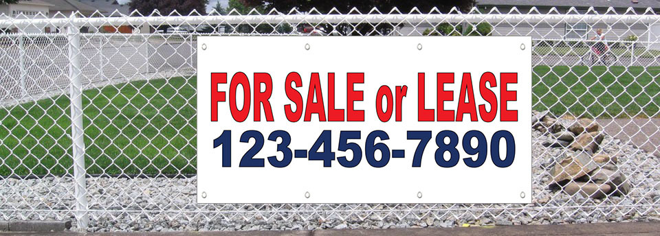 For Sale Or Lease Phone Custom Red Blue Custom Vinyl Banner Sign /W Grommets