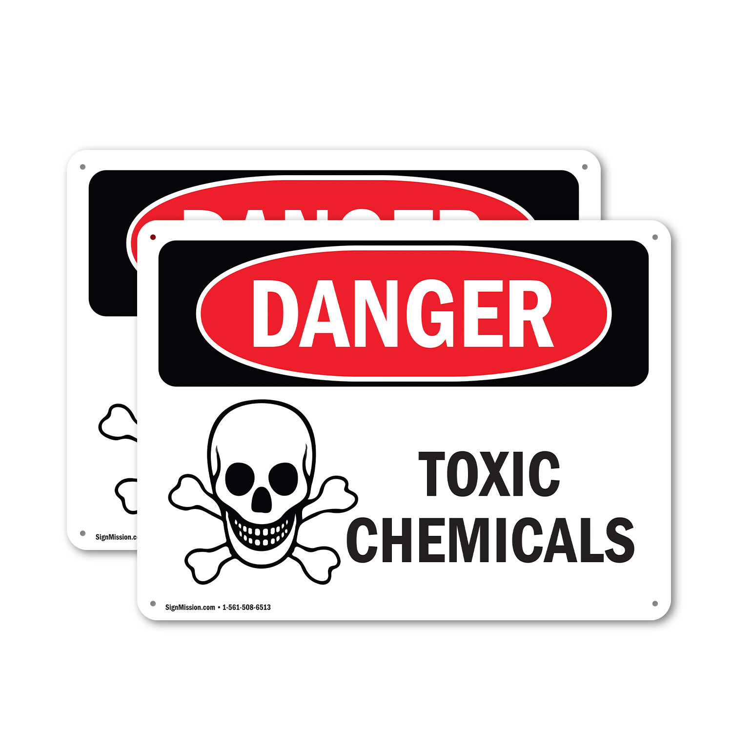 (2 Pack) Toxic Chemicals OSHA Danger Sign Decal Metal Plastic