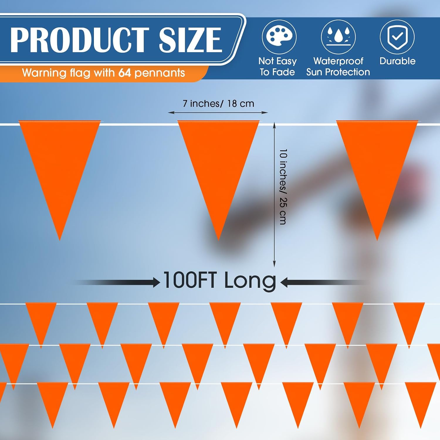 100Ft Pennant Safety Flags Outdoor Banner Warning Flagging Banner Marking