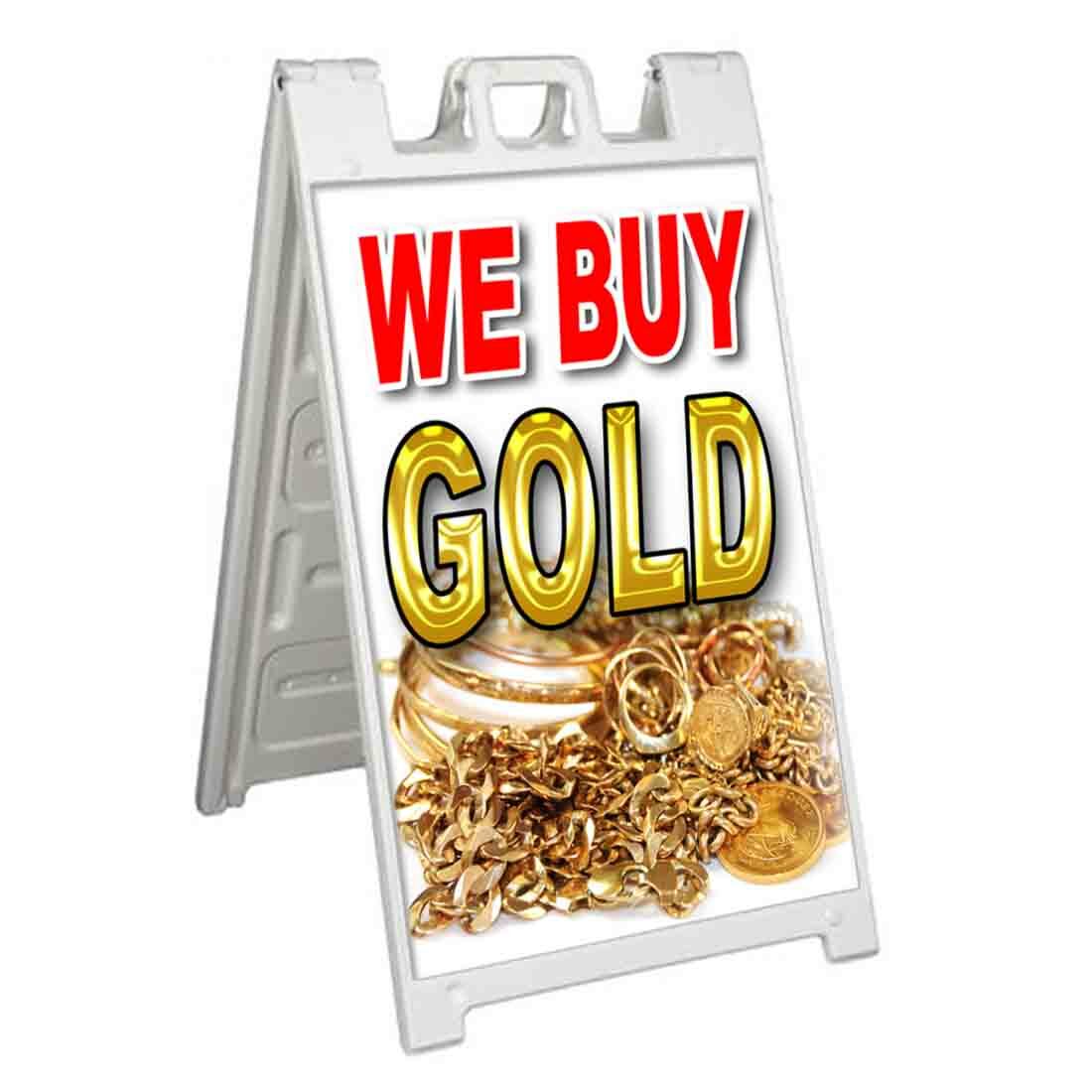 WE BUY GOLD Signicade 24×36 Aframe Sidewalk Sign Banner Decal PAWN SILVER