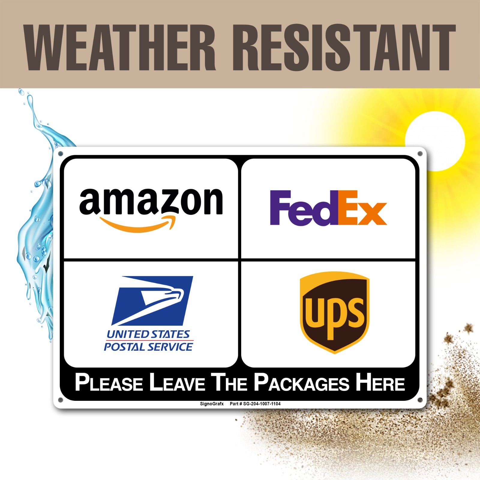 SIGNOGRAFX Please Leave Packages here 10×7 Inches Reflective Sign
