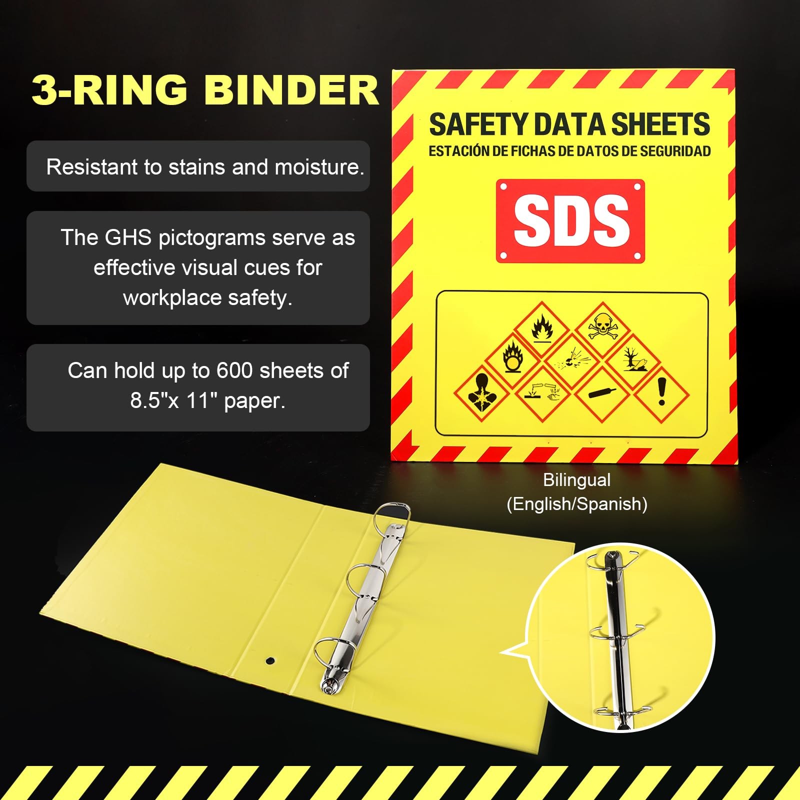 MSDS Yellow Heavy Duty 3 Inch Material Safety Data Sheet 3 Ring Binder with S…