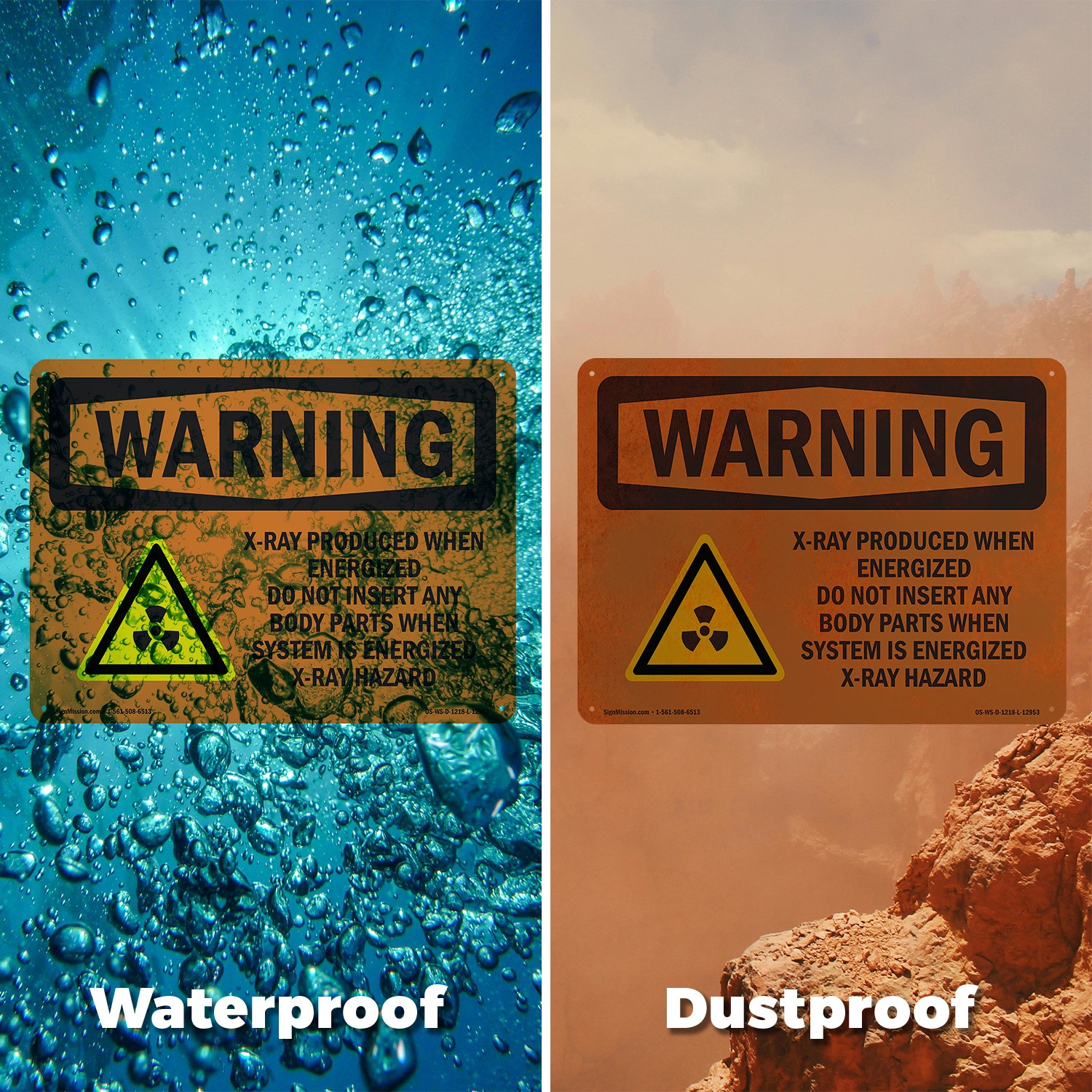 X-Ray Produce When Energized With Symbol OSHA WARNING Sign, Decal 5 or 10 Pack