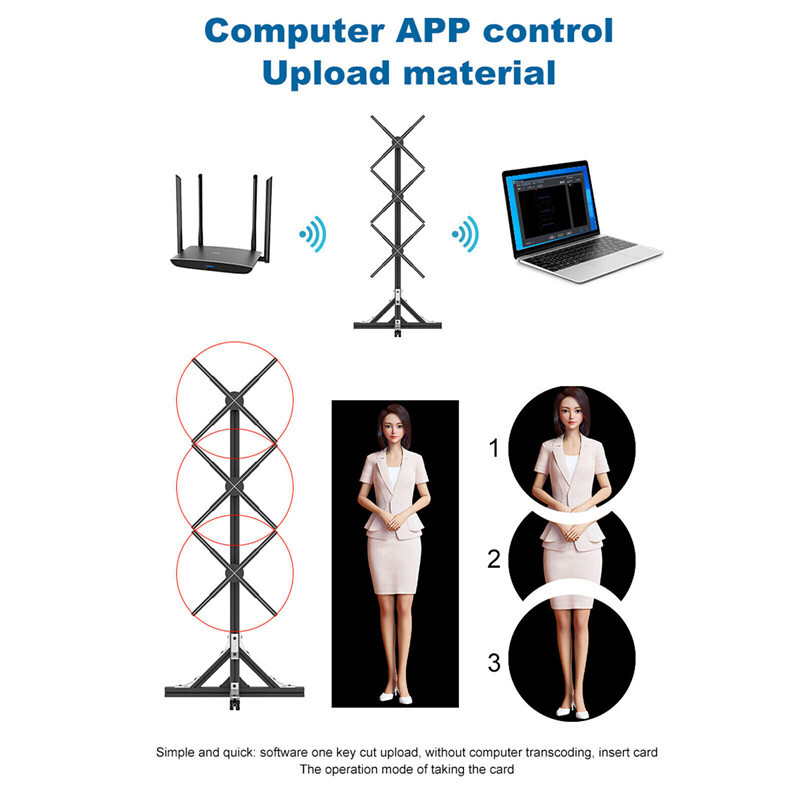 3*50cm 3D Holographic Projector Fan Smart HD Advertising Display Projector US