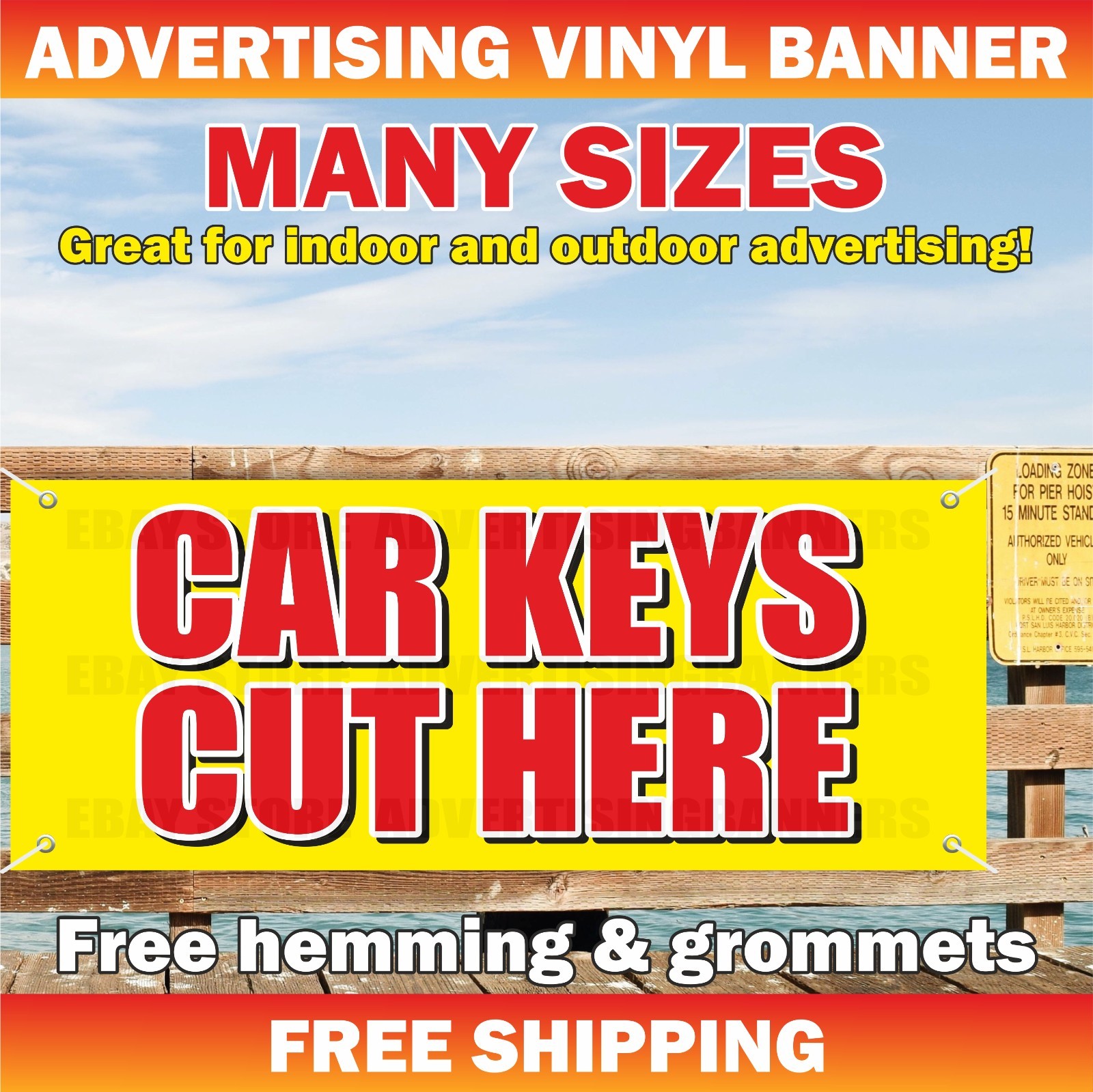 CAR KEYS CUT HERE Advertising Banner Vinyl Mesh Sign Smart Keys Remotes Chip