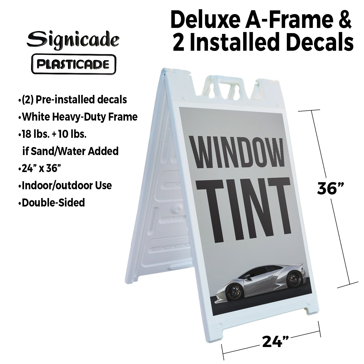 Window Tint Heavy Duty A-Frame Sidewalk Sign Sun Protection Auto Maintenance