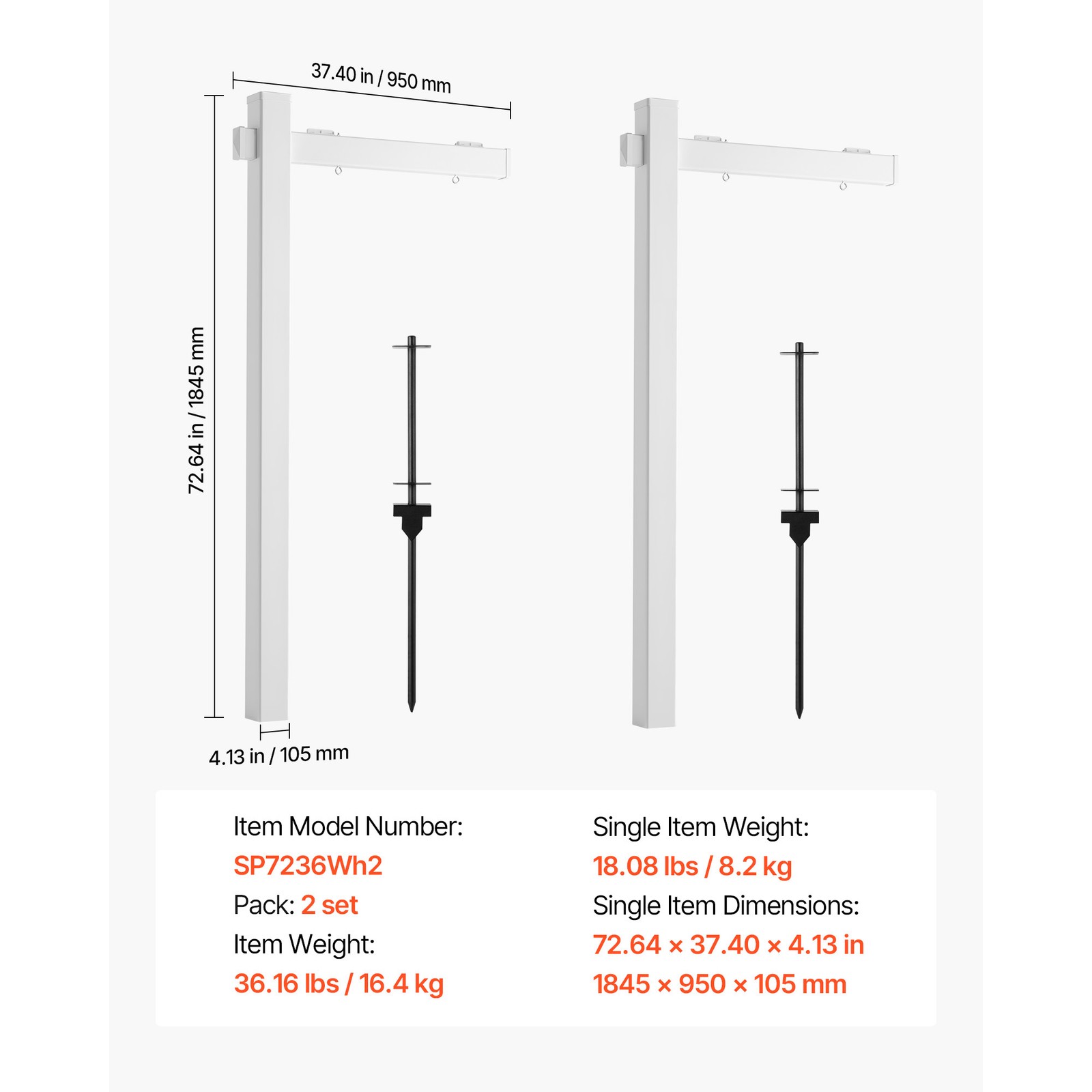 Uimoso 2-Pack Real Estate Sign Post PVC Realtor Yard Sign Holder 6 ft Tall White