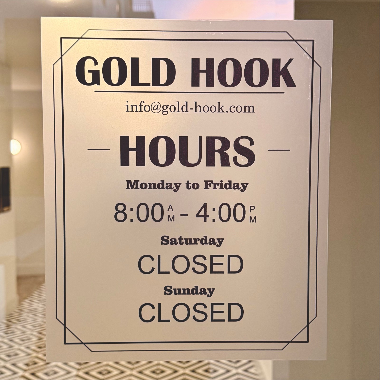 Custom Business Hours Sign for Door – Personalized Static Cling Window Decal