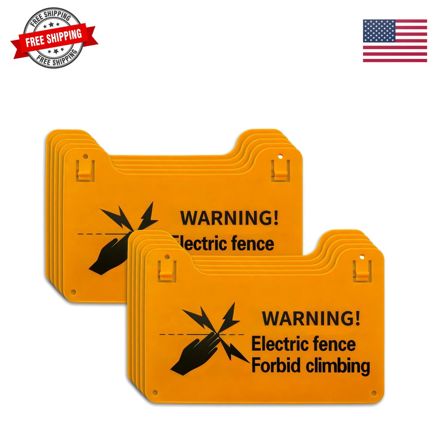 Electric Fence Warning Signs, Yellow Plastic Double-Sided High Voltage Danger…