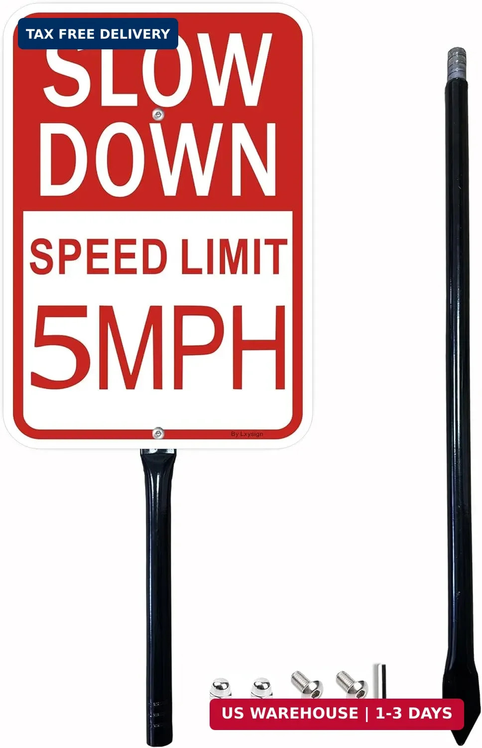 1 Pack Slow Down Sign, Speed Limit 5 MPH Sign with Stake, with 36 Inches Metal S