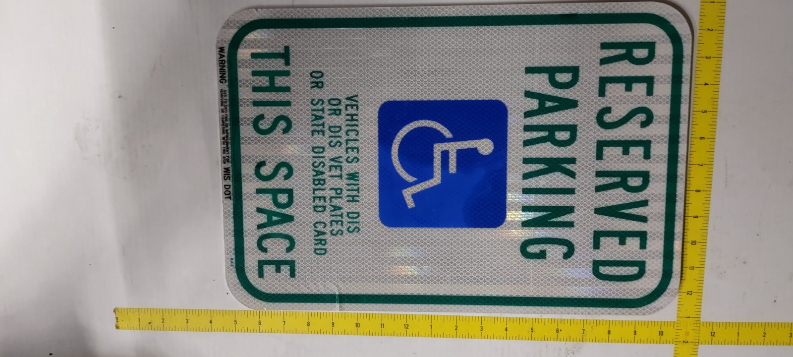 WIS DOT Reserved Parking Handicap Reflective Metal Sign 12×18 in