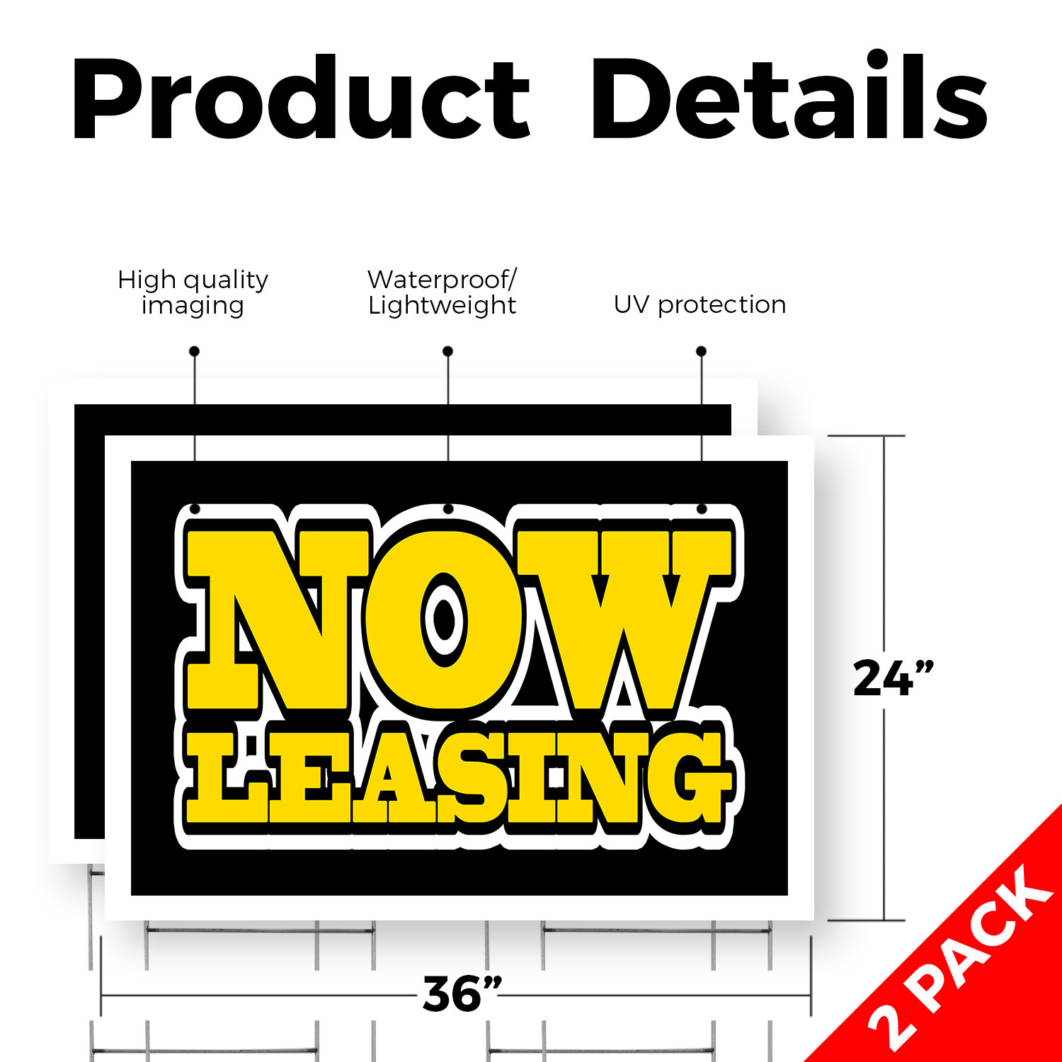 Now Leasing Yard Sign Property Rentals, Apartment Promotions, Clear Messaging