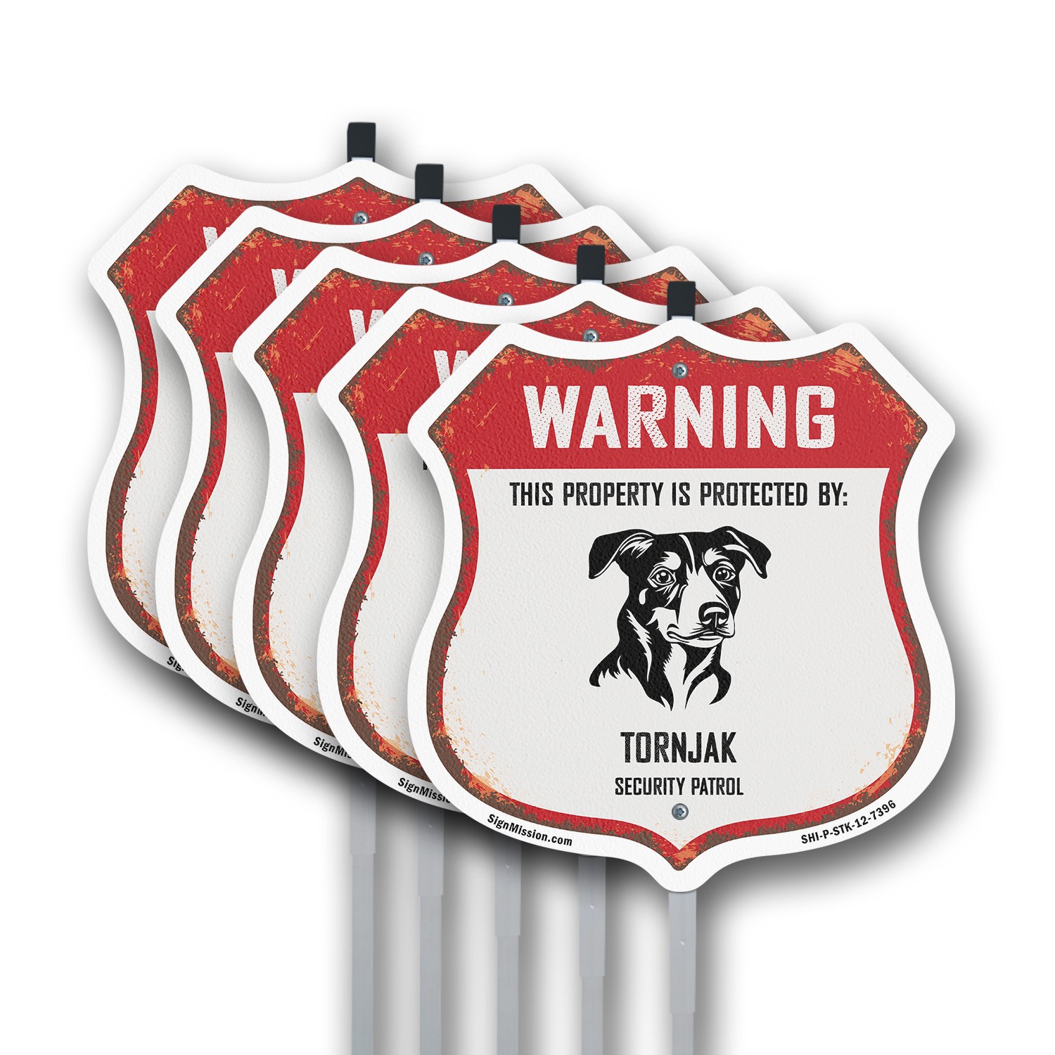Warning This Property is Protected by Tornjak Made in th Shield Sign With Stake