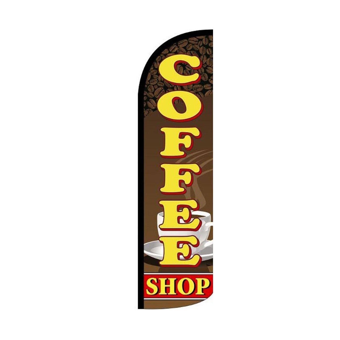 Coffee Shop Swooper Flutter Windless Retail Feather Flag | 3ft W x 11.5ft Tall
