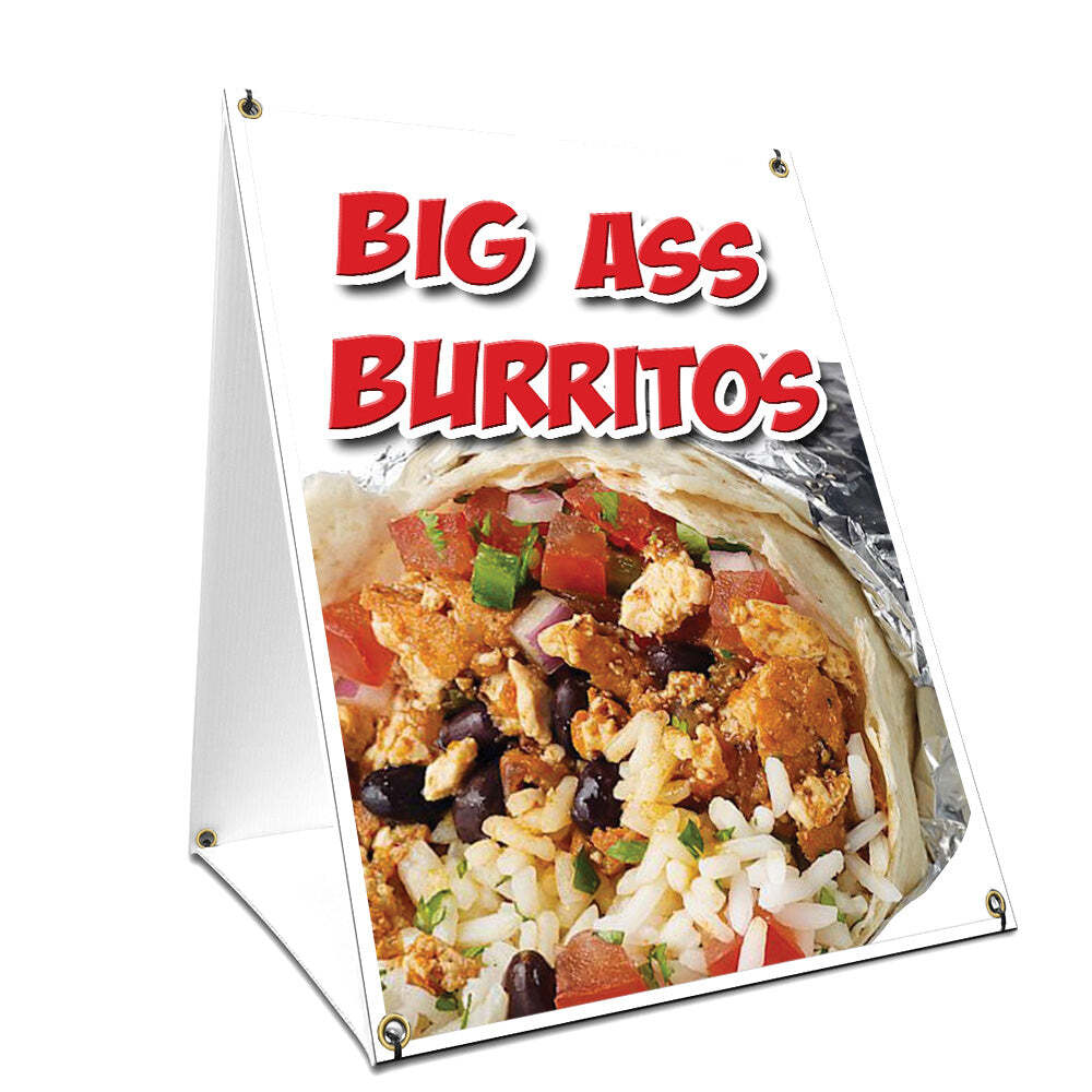 A-frame Sidewalk Sign Big Ass Burritos With Graphics On Each Side
