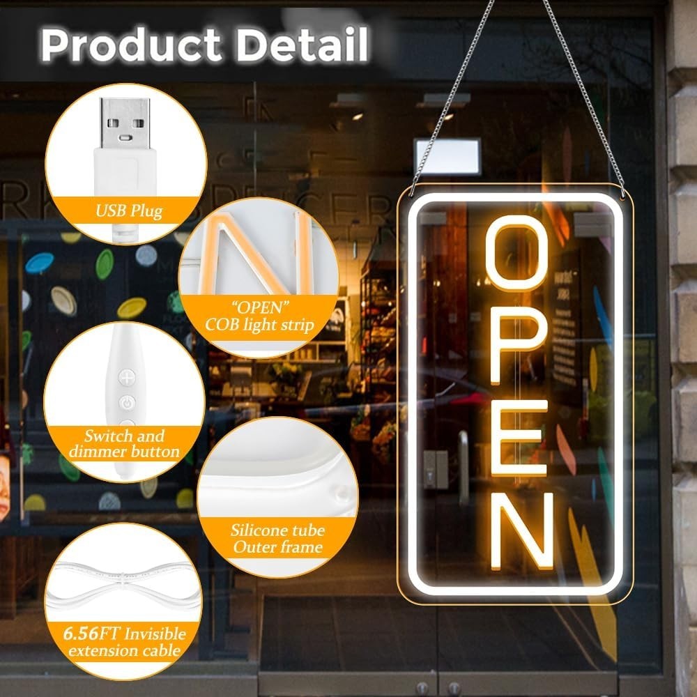 Durable USB-Powered 16×9 LED Open Sign with ON/OFF Switch – Perfect for Outdoors