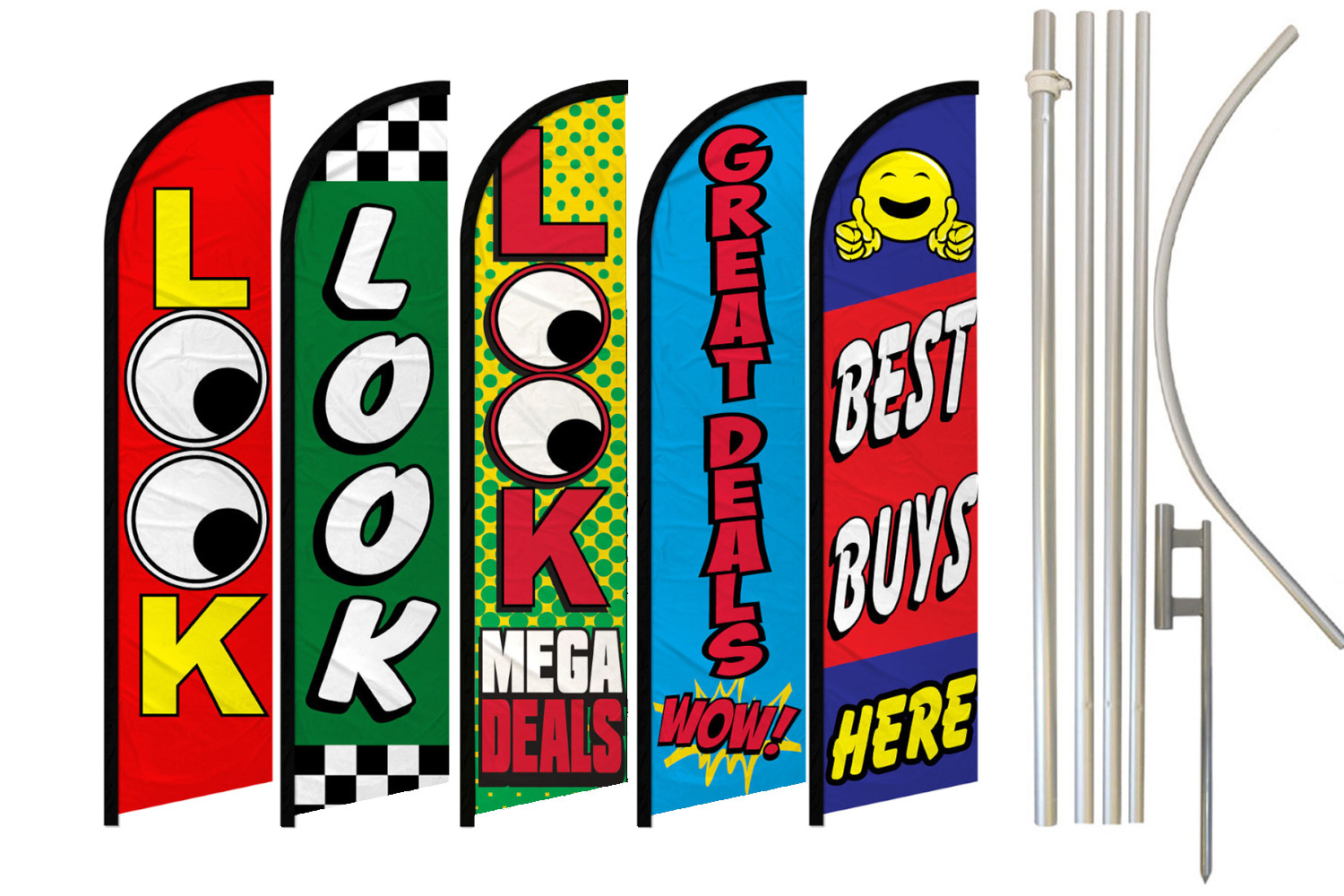 Advertising Dealership Full Curve Windless Swooper Flag Pole Kit Promotional