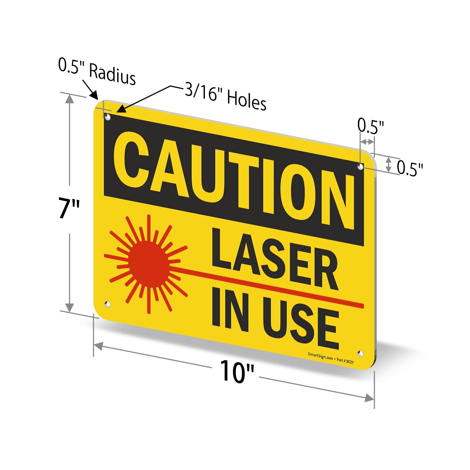 7×10 Inch Caution Laser In Use Sign Plastic Warning Safety Display Board
