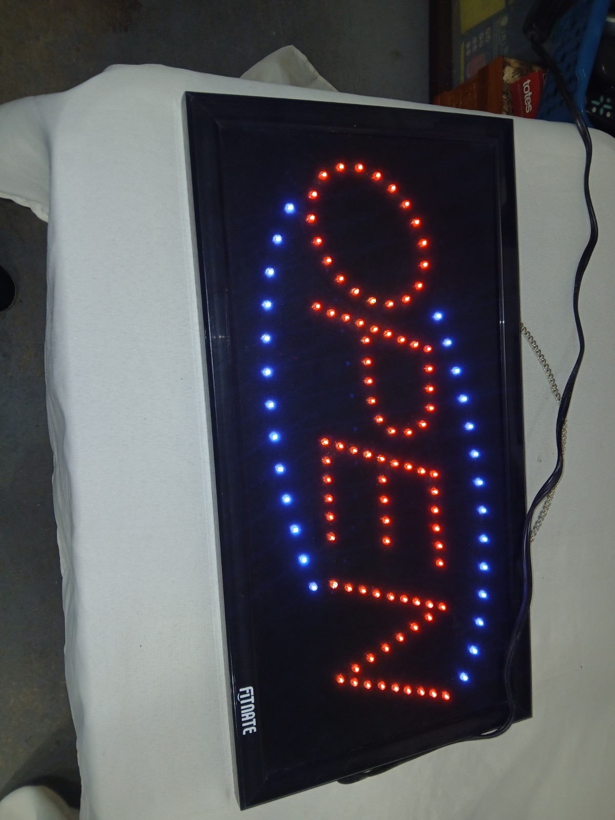 Open Sign With Blue Oval 19×10 Inch LED On/Off Switch