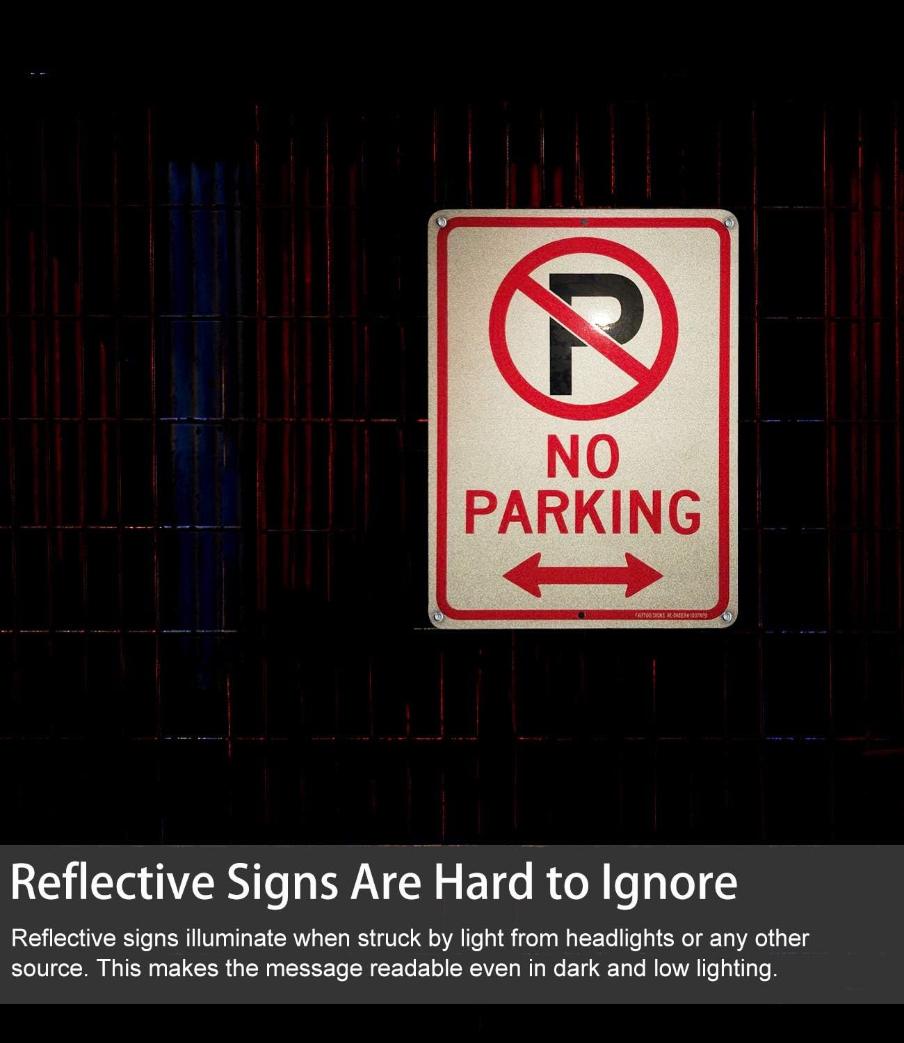 (2 Pack) No Parking Sign with Symbol with Arrows Sign, 10 X 7 Inches Reflective