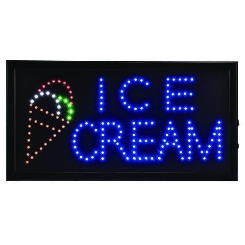 Alpine Industries LED Rectangular Ice Cream Sign, 19 x 10, Black Frame