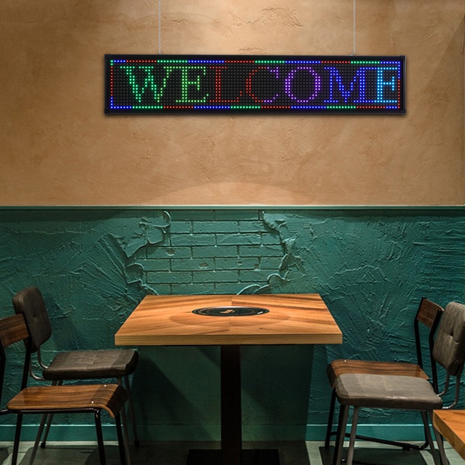 LED Display with WiFi Full Color Sign 40“ x 8“ Scrolling Huge Bright Advertising