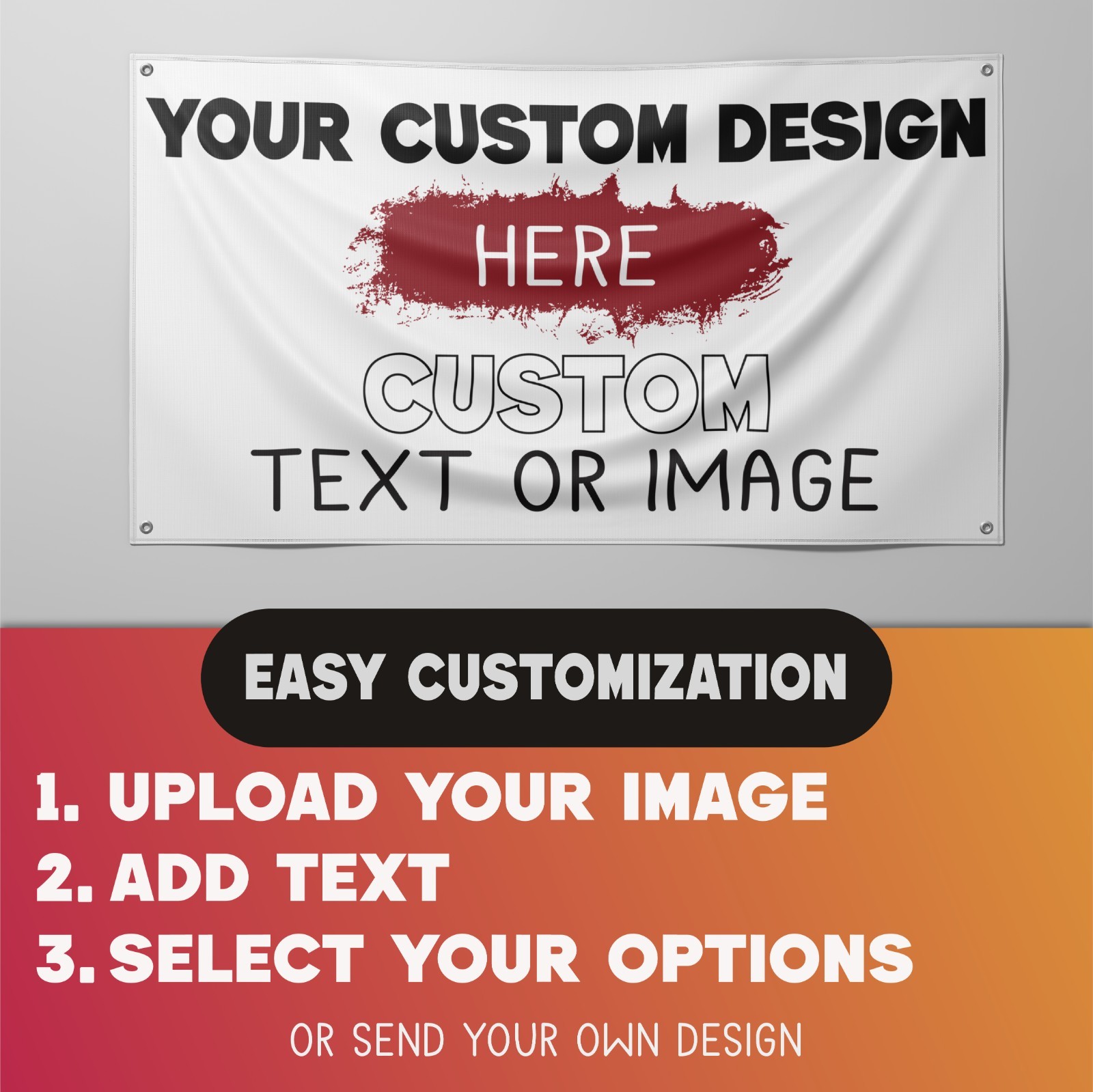 Custom Vinyl Banner Personalized Logo 13oz Heavy Duty Free Design & Fast Ship