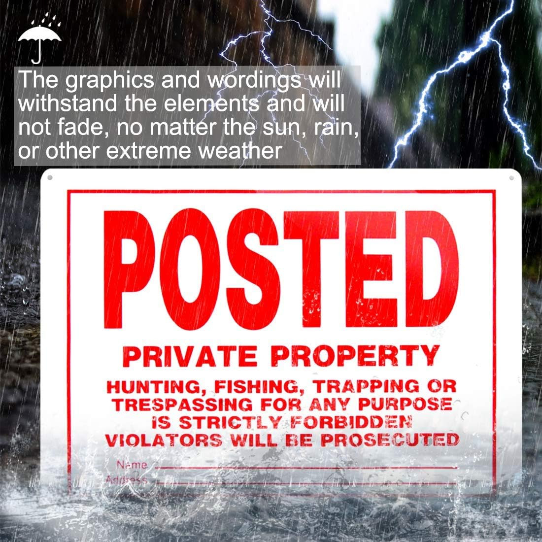 Private Property No Trespassing Signs 4 Pack 10×14 Aluminum No Hunting Warning