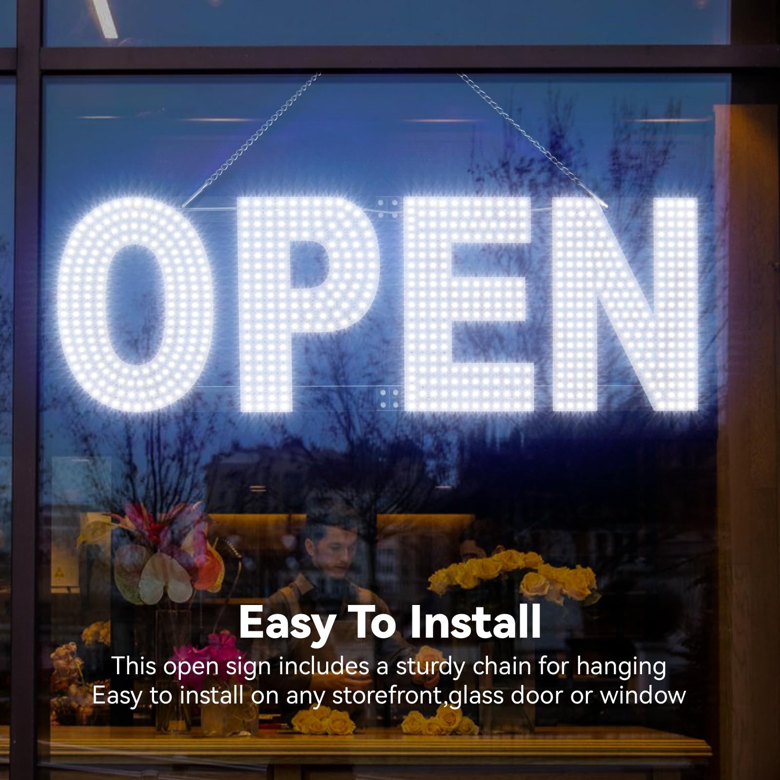 Dimmable LED Open Sign 30″x10″ for Business, Salon, Gym, Store, Bar, Hotel