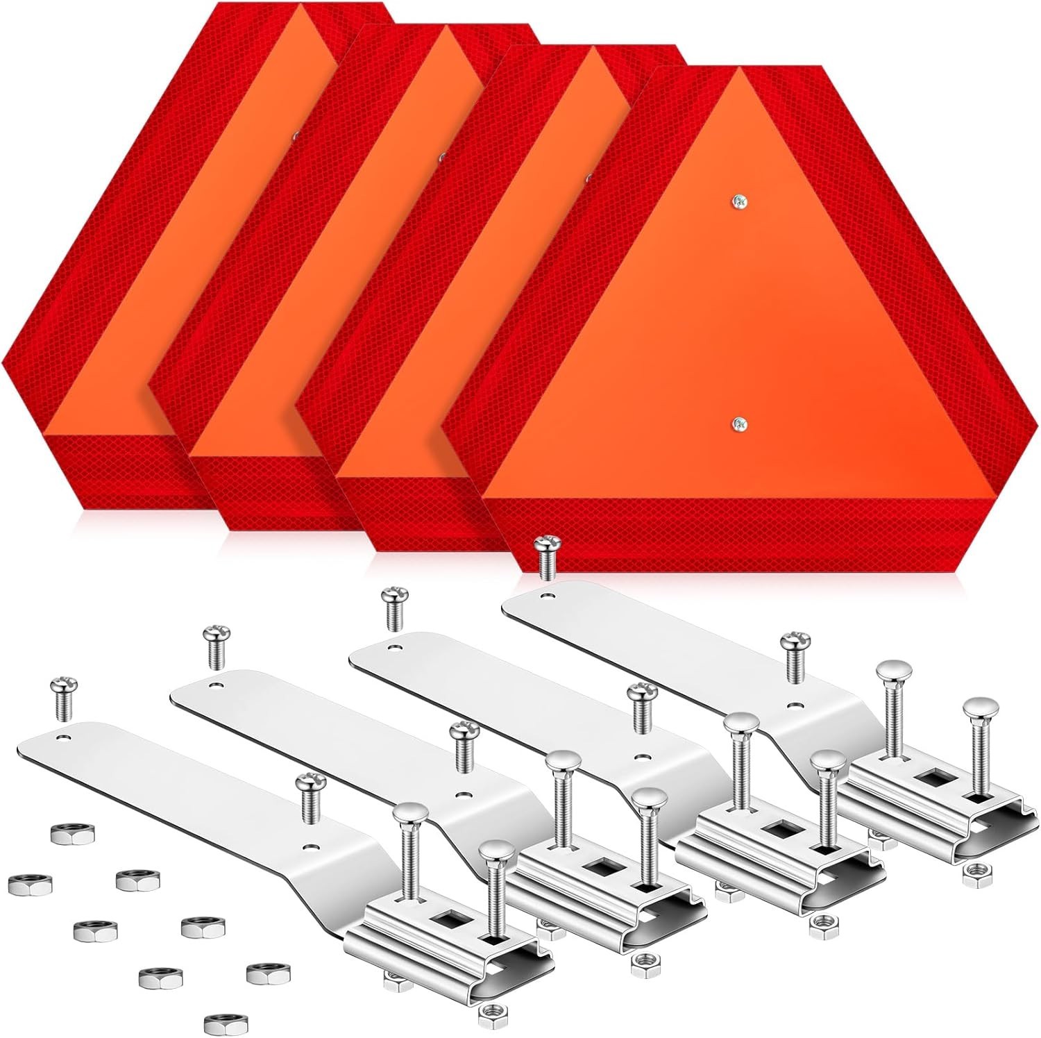 4 Sets Slow Moving with Mounting Bracket, 14 x 16 Inch Aluminum Triangle SMV …