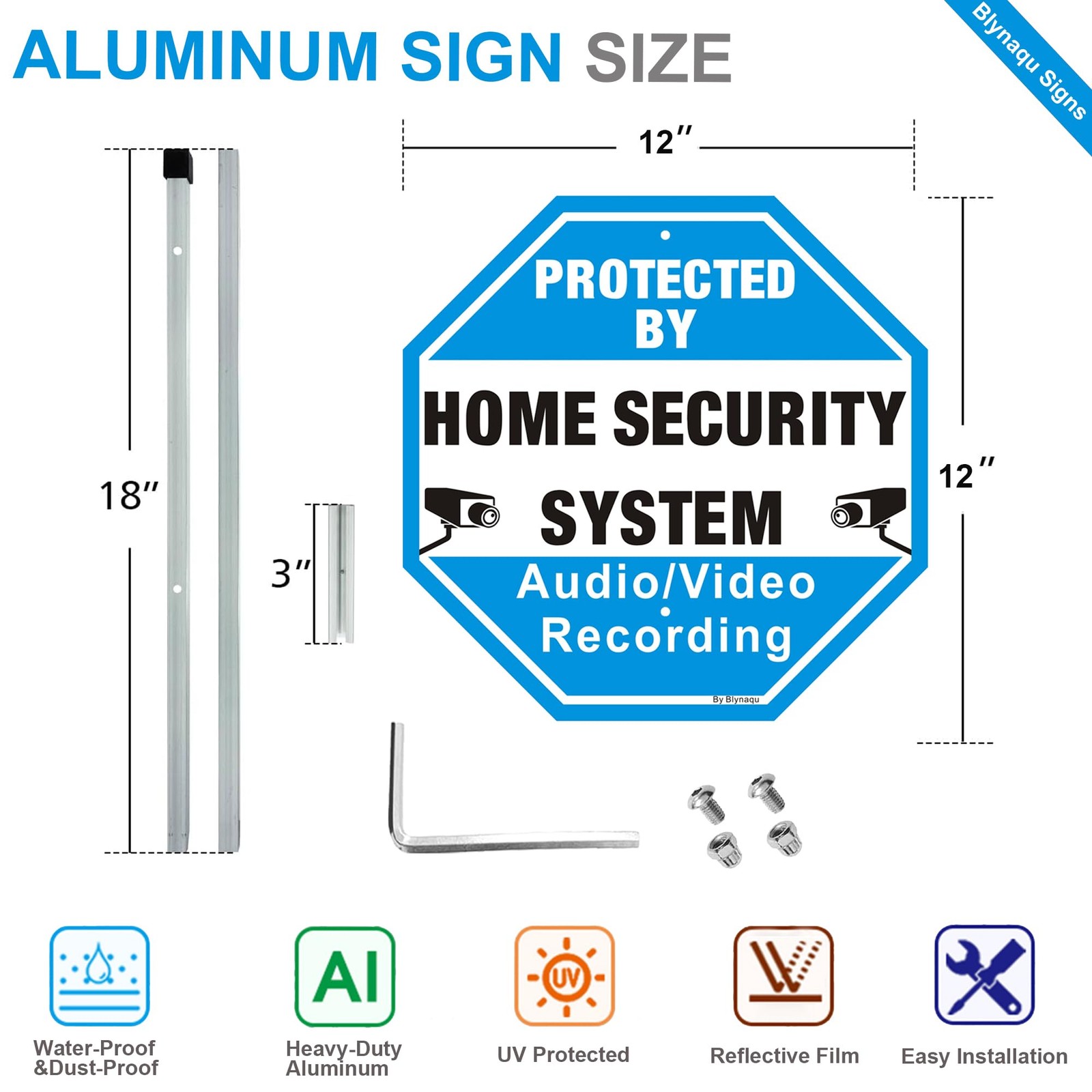 Blynaqu 2Pack Protected By Home Security System Signs 36 Alloy Stakes 12 X 12
