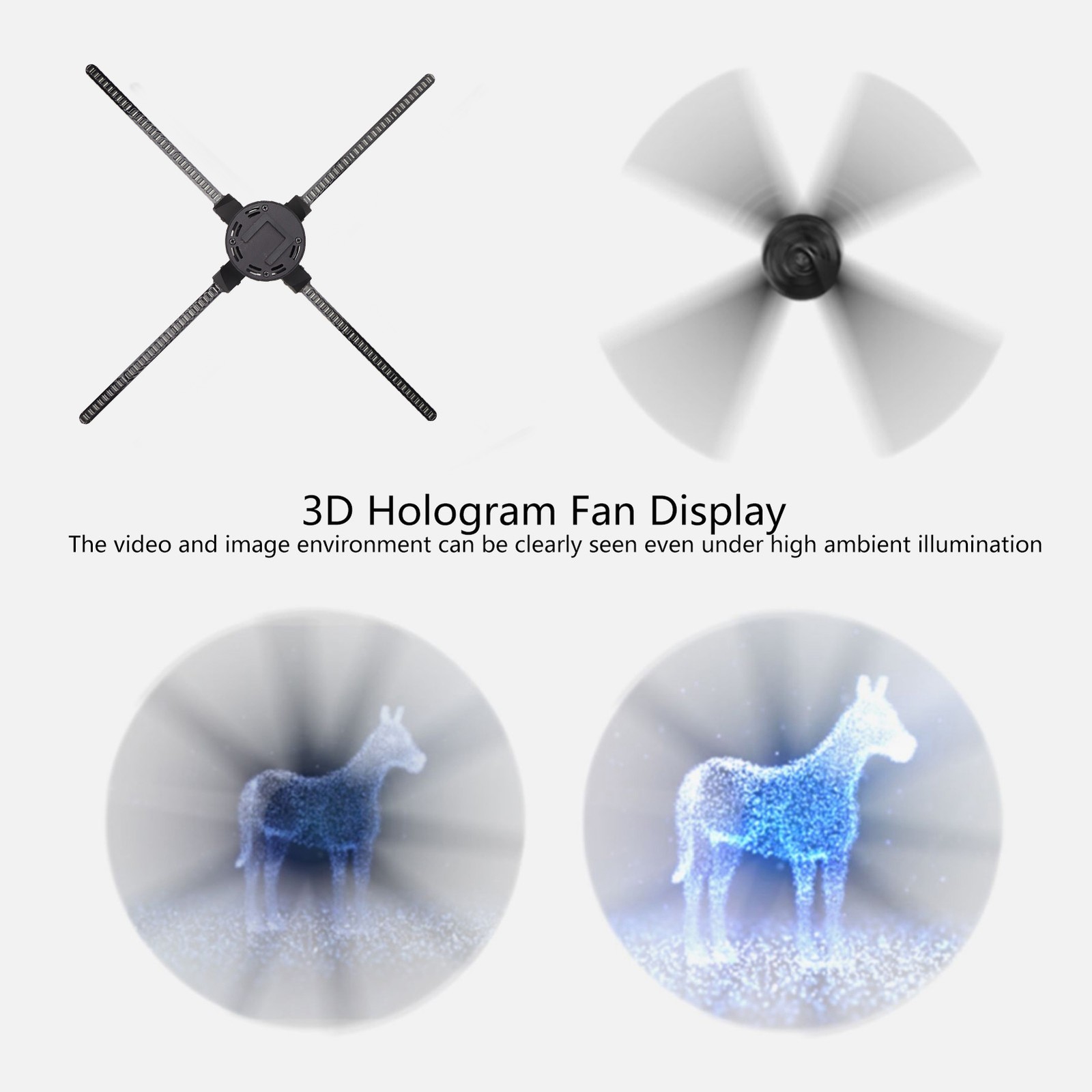 25.2in 3D Hologram Fan 768 LED 1024x768P Resolution WiFi APP & 8GB Memory