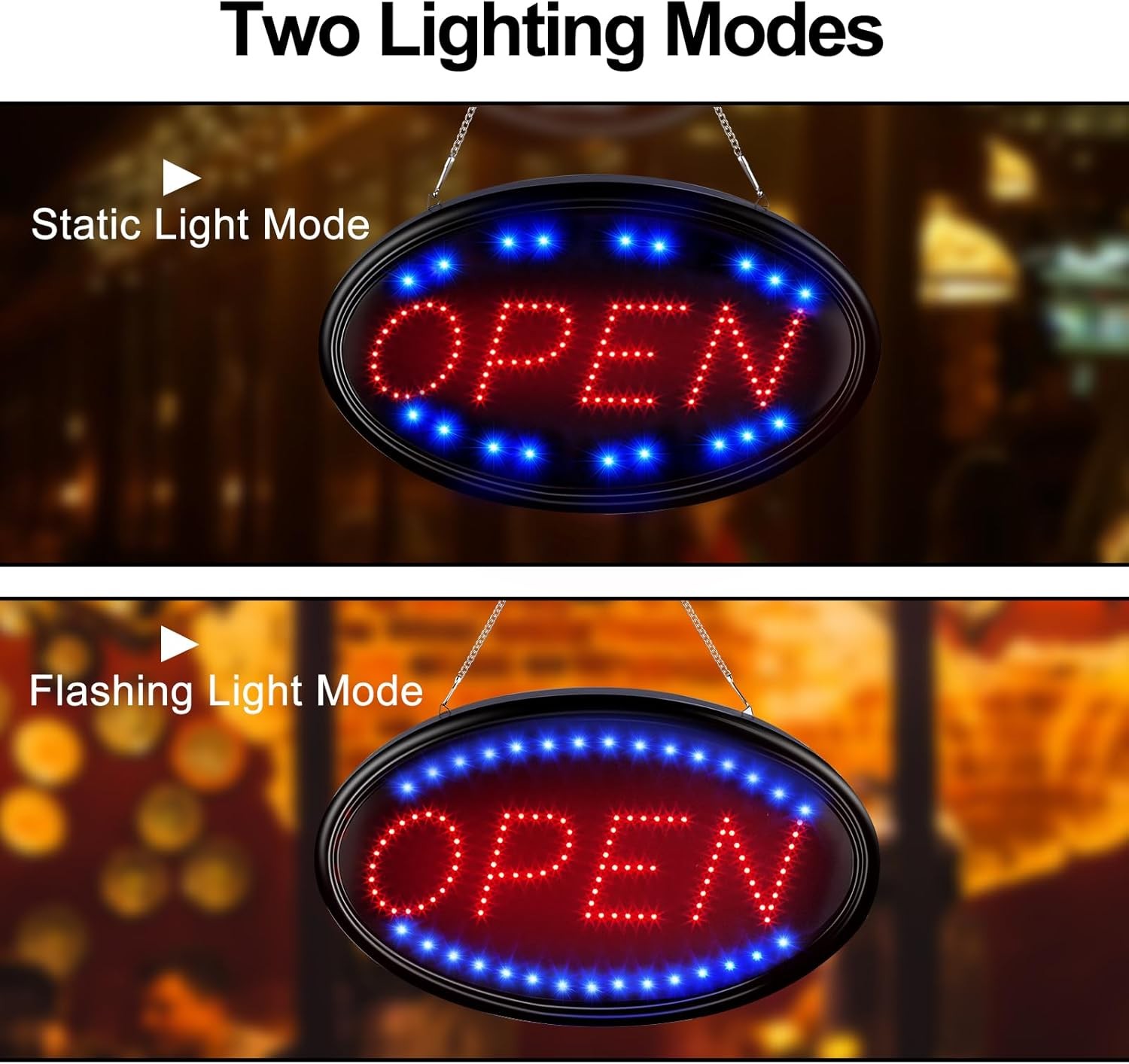 Large 23×14 LED Open Sign with Remote – Flashing & Steady Modes for Business