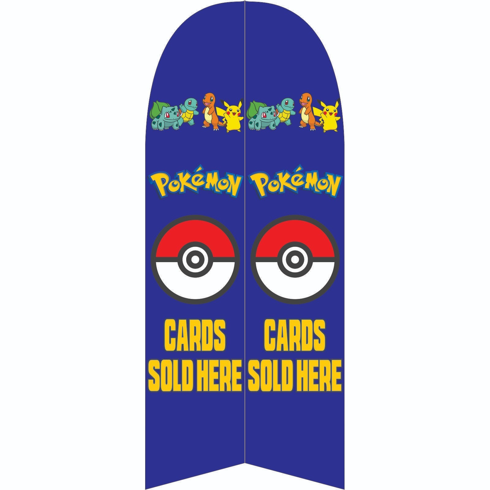 Pokemon Cards Sold Here Blue 11.5 ft Double Sided Windless Swooper Flag Set