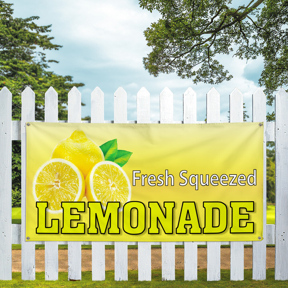 Vinyl Banner Multiple Sizes Fresh Squeezed Lemonade Restaurant Cafe D Outdoor