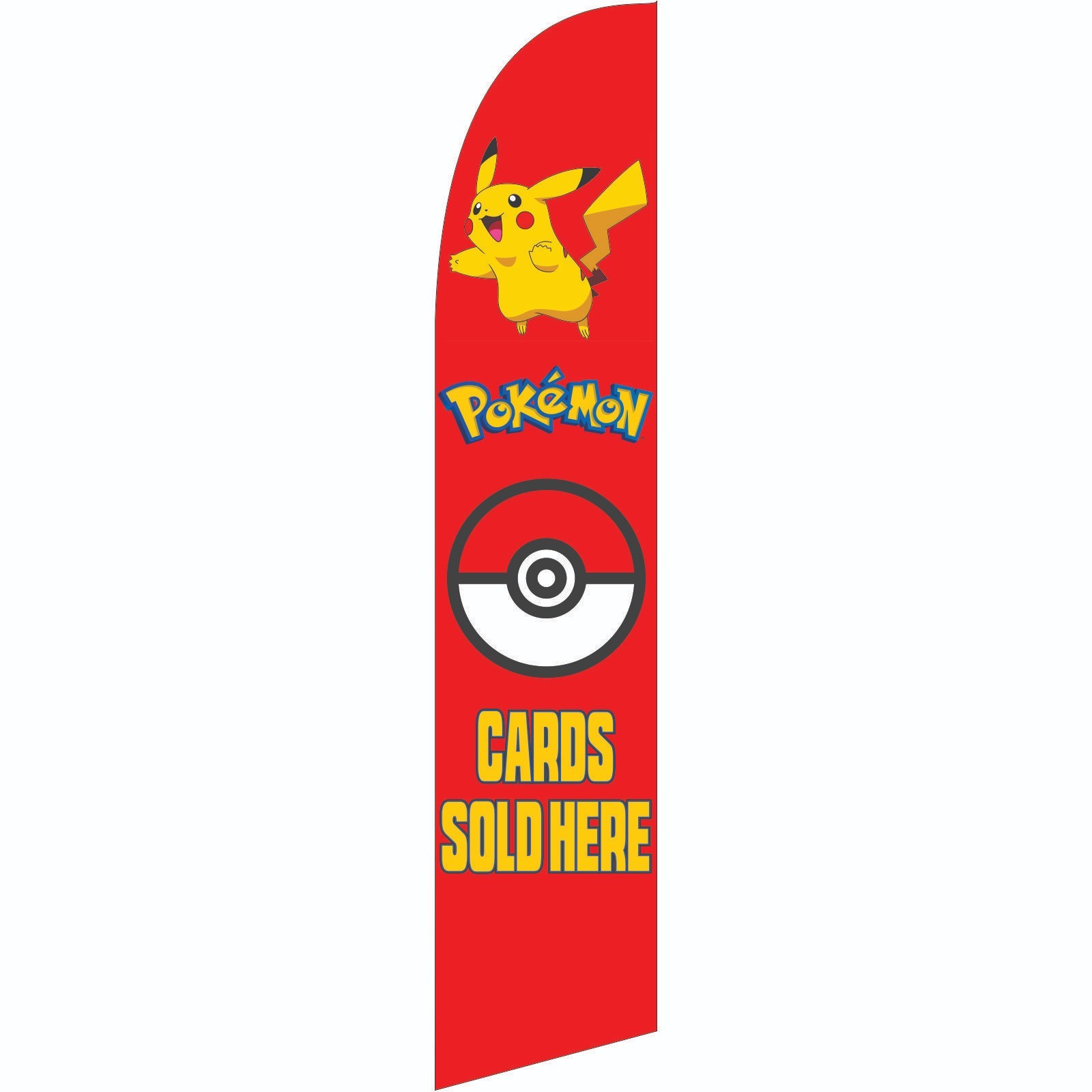 Pokemon Cards Sold Here Red 11.5 ft Single Sided Windless Swooper Flag Set