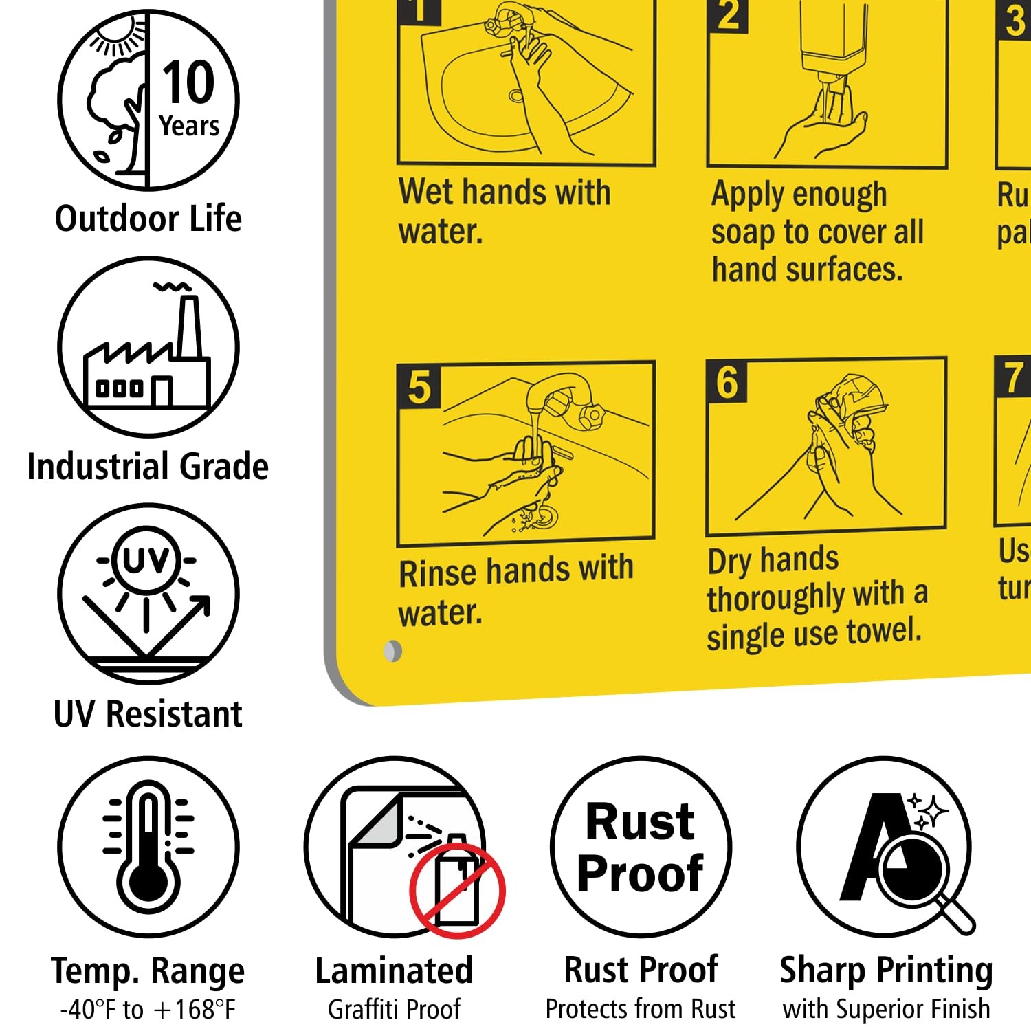 12×18 Inch Effective Hand Washing Metal Sign, Instructions Rustproof Aluminum
