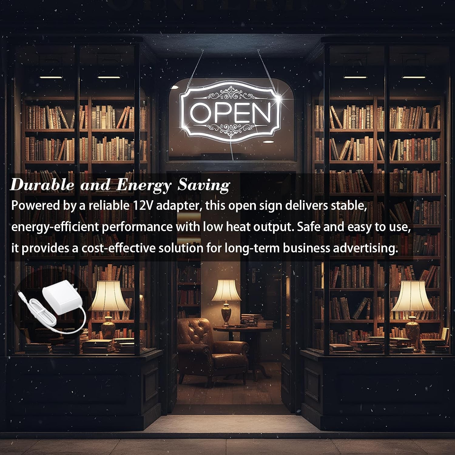 Open Sign for Business, LED Dimmable Neon Open Sign with 12V/2A Adapter, 16.5″ x